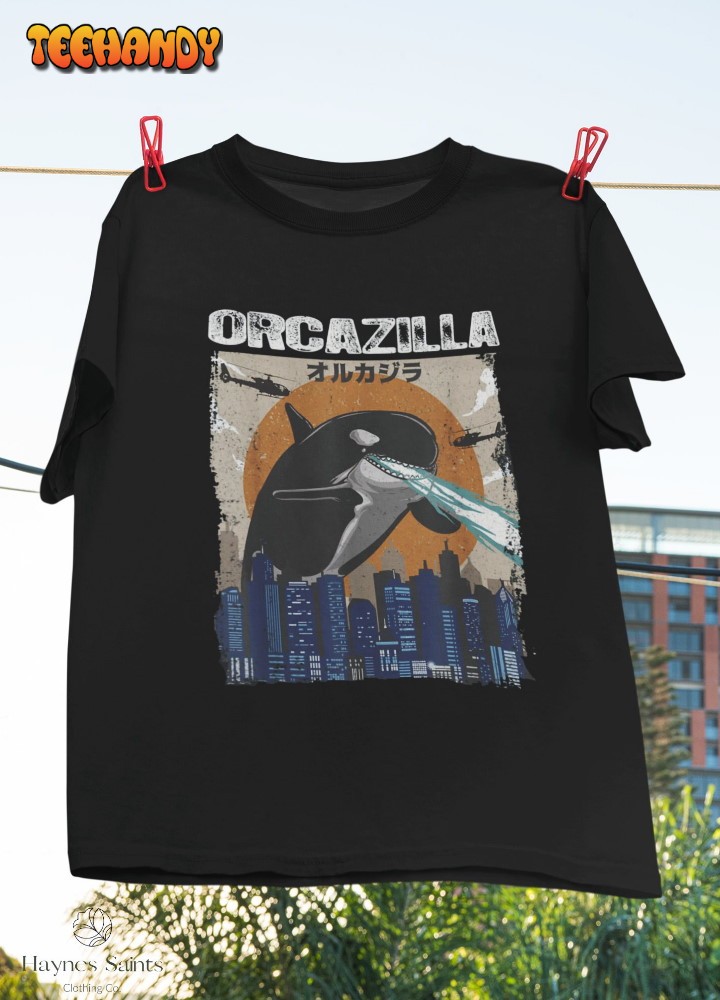 Funny Orcazilla Killer Whale Vintage T-Shirt, Aquatic Mammal Shirt