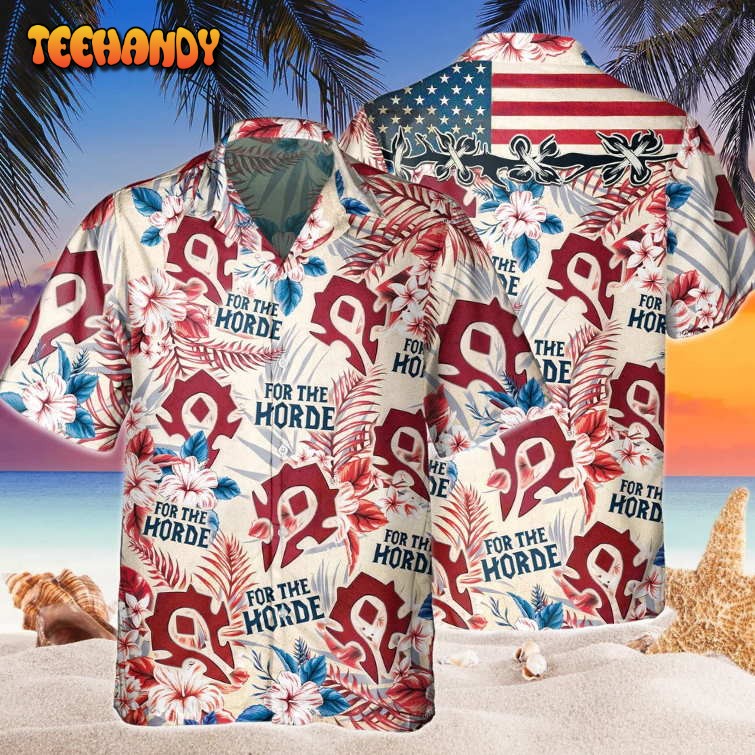 Funny World Of Warcraft Horde American Flag Hawaiian Shirts Independence