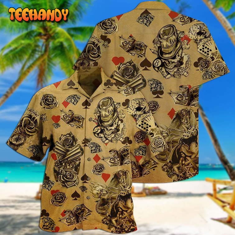 Gambling Flowers Skull Hawaiian Shirt