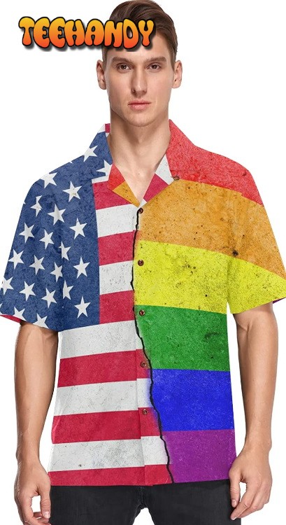 Gay Hawaiian Shirts In Usa Flag Background, Hawaiian Shirts Gay