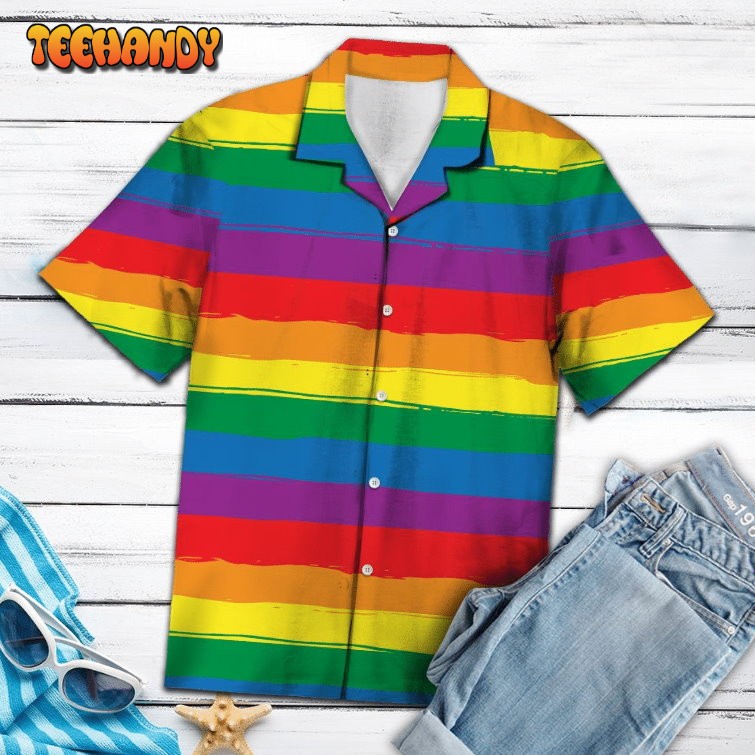 Gay Pride T Shirt, LGBT Stripe Rainbow Nice Ornamental Hawaiian Shirt