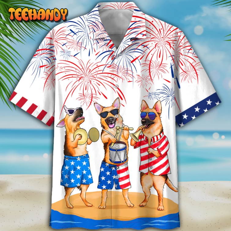 German Shepherd Hawaiian Shirt, Funny Cool Dog Hawaii Shirt For American