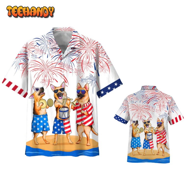 German Shepherd Hawaiian Shirt, Independence’S Day Dog Hawaiian