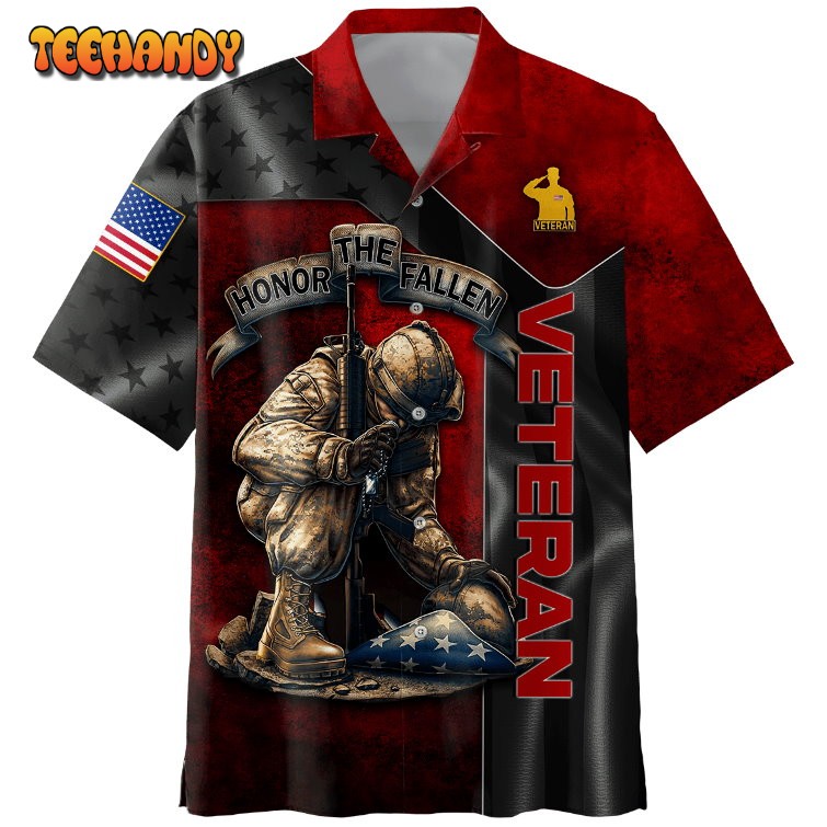 Gift Shirt for Him, US Veteran Hawaiian Shirt, Honor The Fallen Beach Shirt