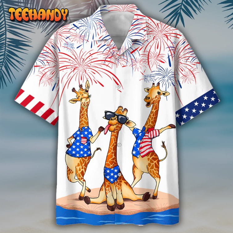 Giraffe Hawaiian Shirt For Independence’s Day, Happy 4Th Of July Patriotic