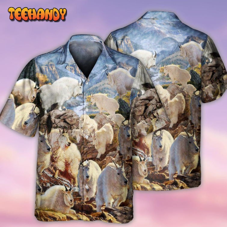 Goat Animals Amazing Moutain Goats With Snow Hawaiian Shirt