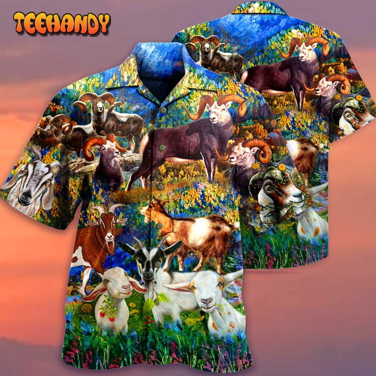 Goat Love Animals Life Grass Hawaiian Shirt