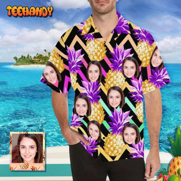 Golden Pineapple Hawaiian Shirts with Face, Special Gift for Him