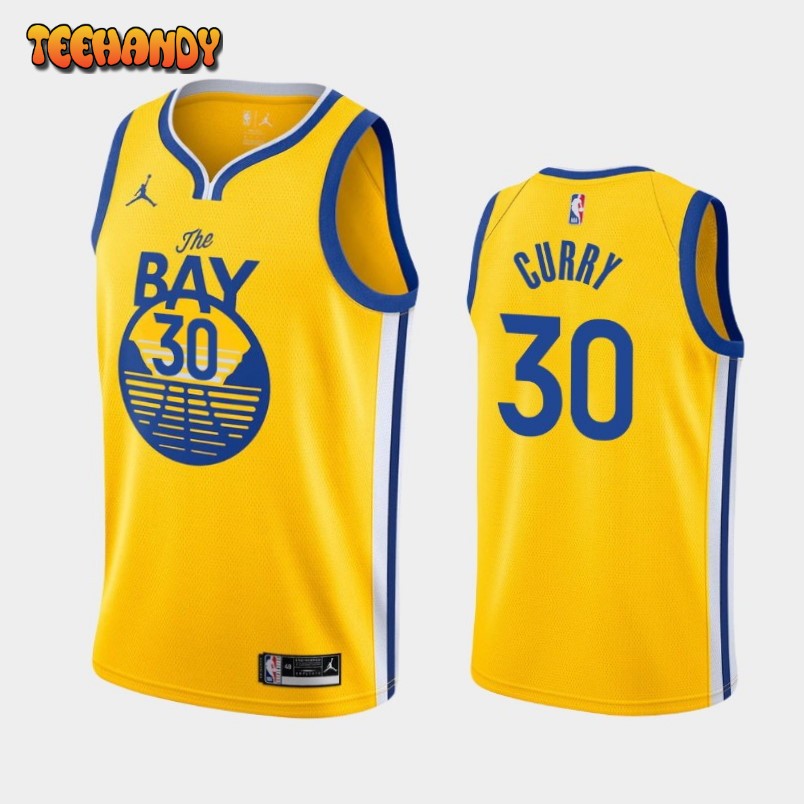 Golden State Warriors Stephen Curry 2021 Gold Statement Jersey