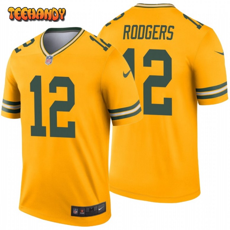 Green Bay Packers Aaron Rodgers Gold Inverted Limited Jersey