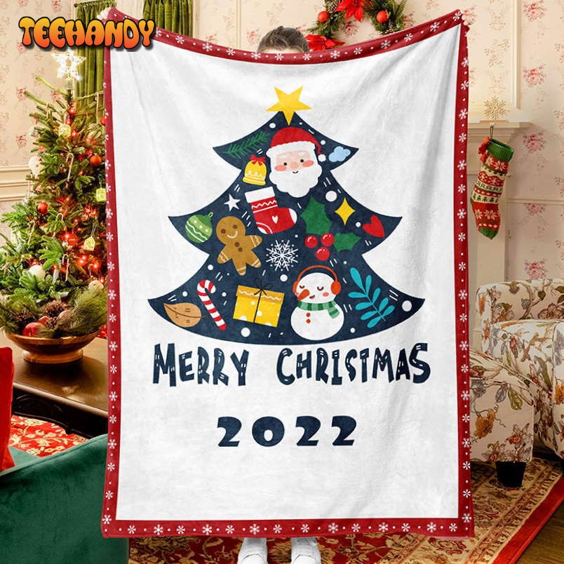 Green Christmas Tree Silhouette Celebration Blanket