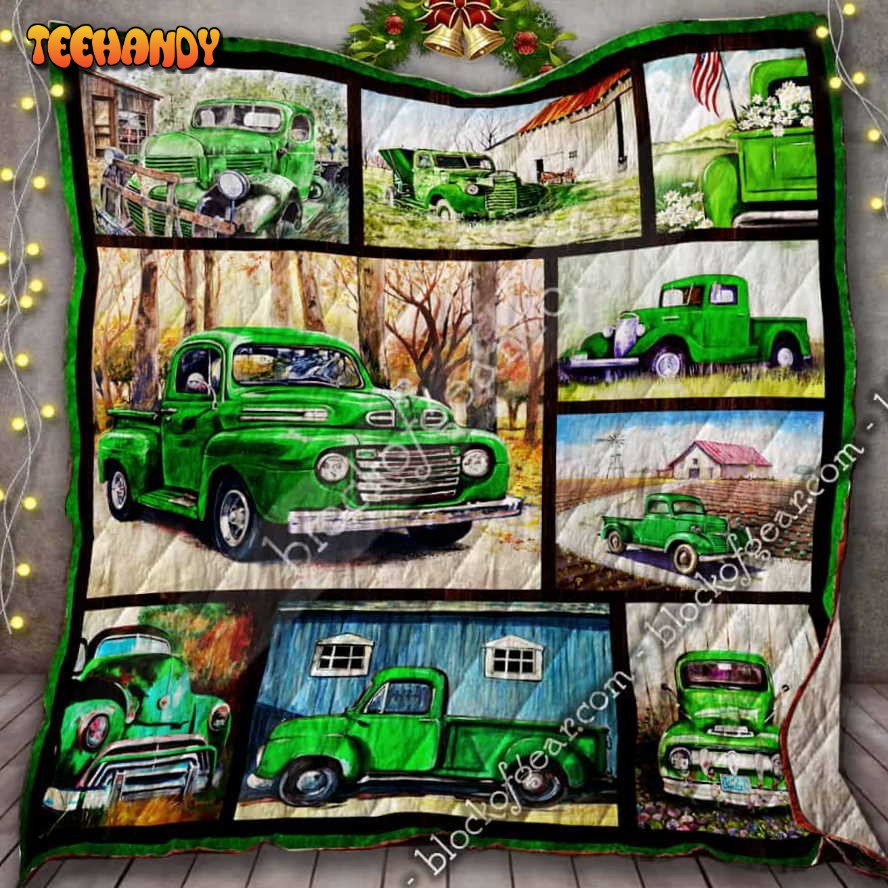 Green Pickup Truck 3D Quilt Blanket