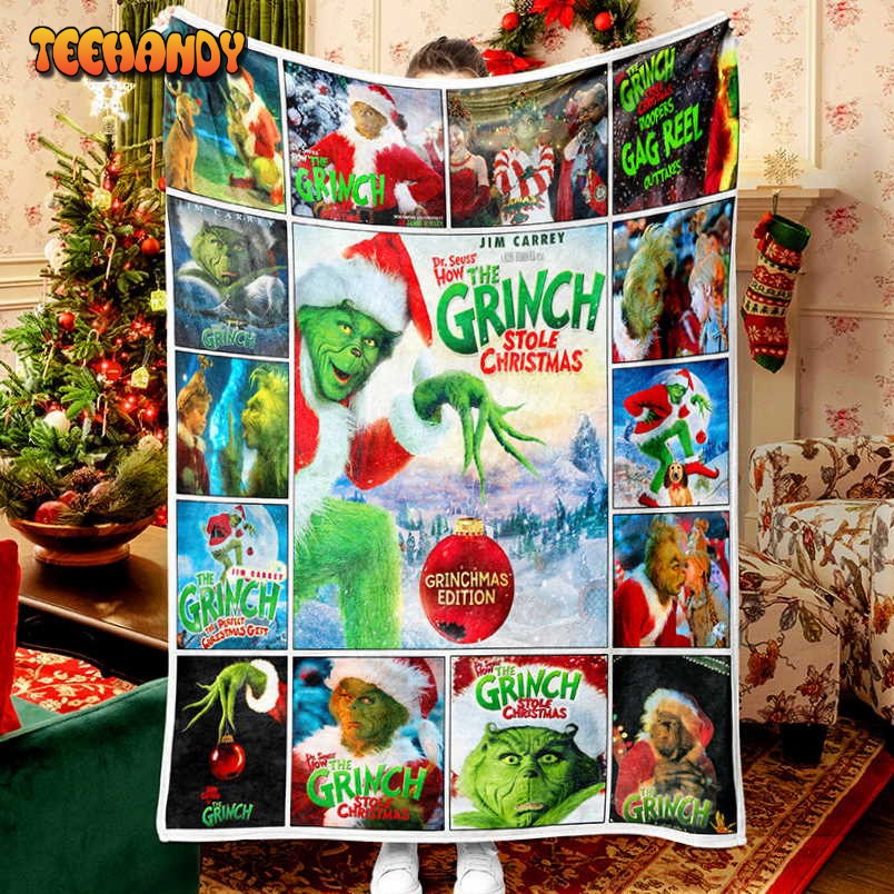 Grinch Christmas Movie Grinch Portrait Fleece Sherpa Blanket Grinch Stole