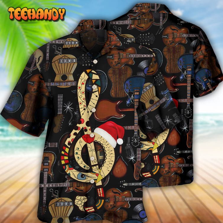 Guitar Happy Merry Christmas Hawaiian Shirt