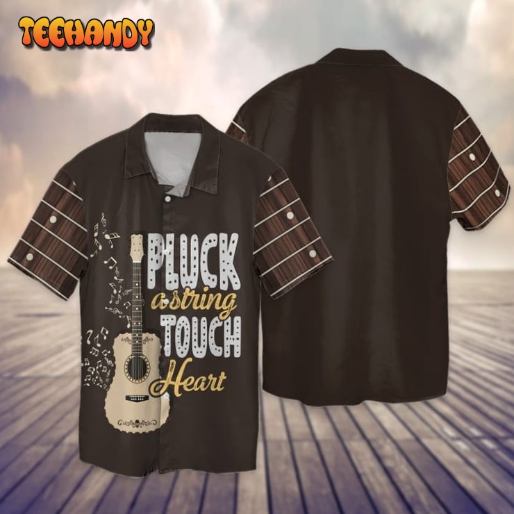 Guitar Hawaii Aloha Beach Shirt, Pluck Astring Touch Heart 3D Hawaiian Shirt