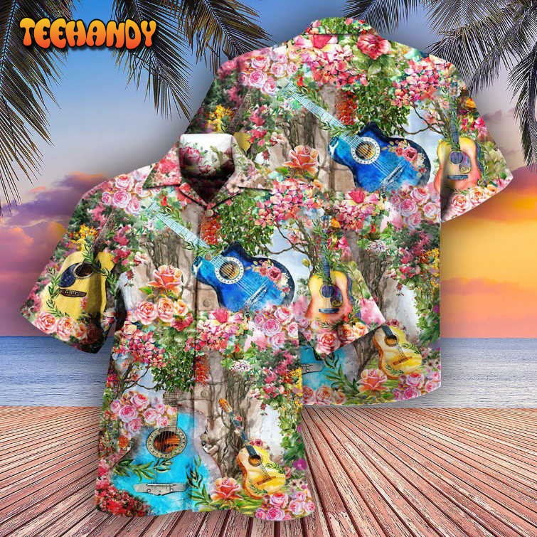 Guitar Music Guitar Melody In Rose Garden Hawaiian Shirt