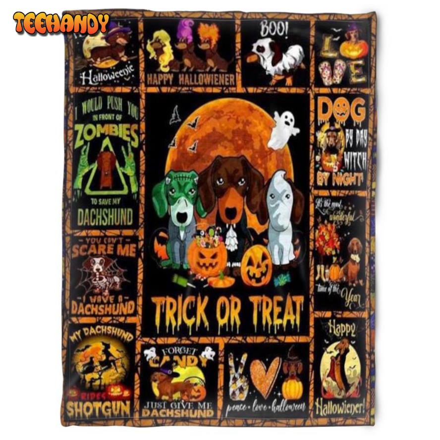 Halloween Dachshund Trick Or Treat Halloween Sherpa Blanket