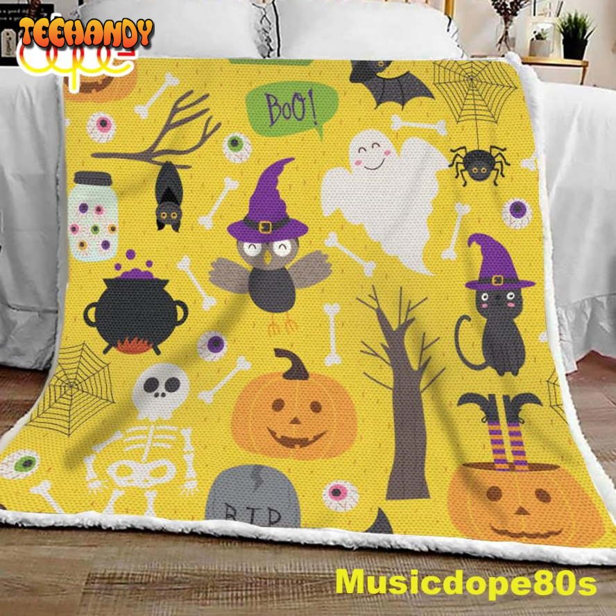 Halloween Elements Funny Halloween Sofa Fleece Throw Blanket