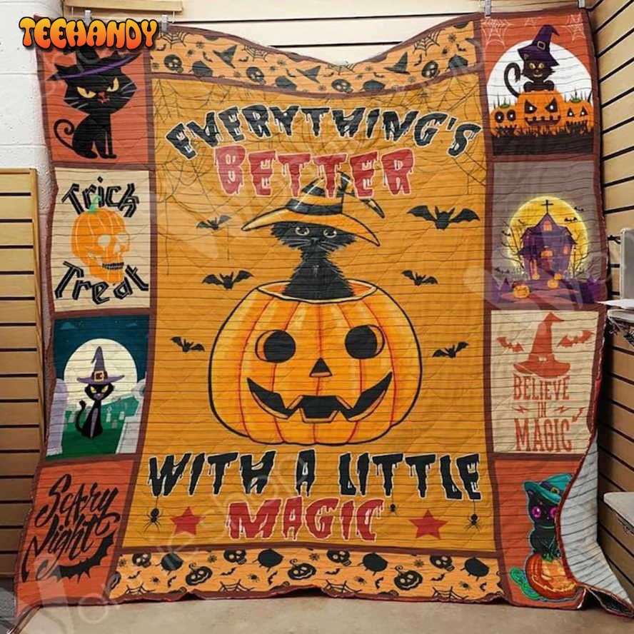 Halloween Everything’s Better With A Little Magic Sherpa Blanket Halloween