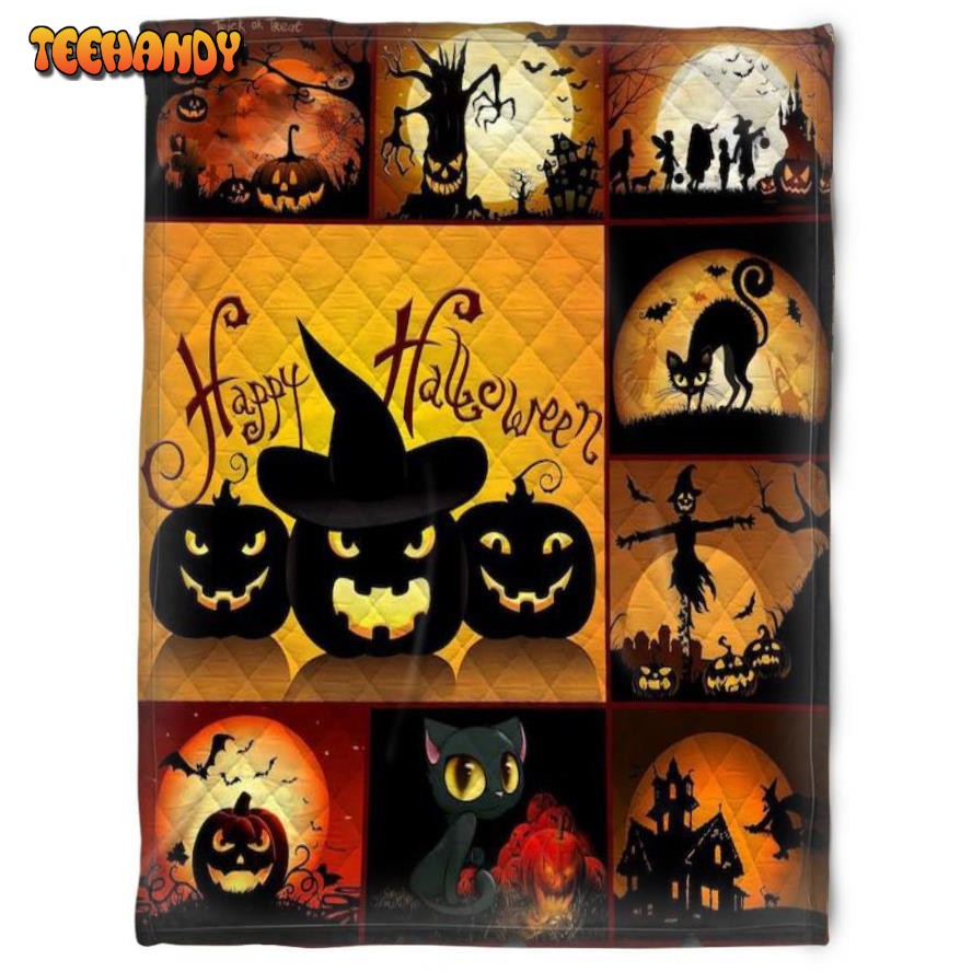 Halloween Happy Halloween Night Sherpa Blanket Halloween Adult Blanket