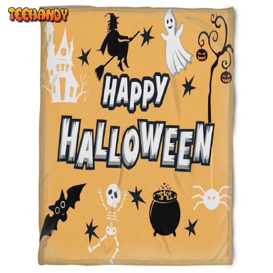 Halloween Happy Halloween With Witch Sherpa Halloween Adult Blanket