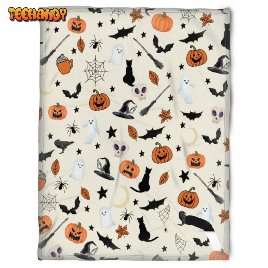 Halloween Pattern Witch Things Sherpa Blanket Halloween Adult Blanket