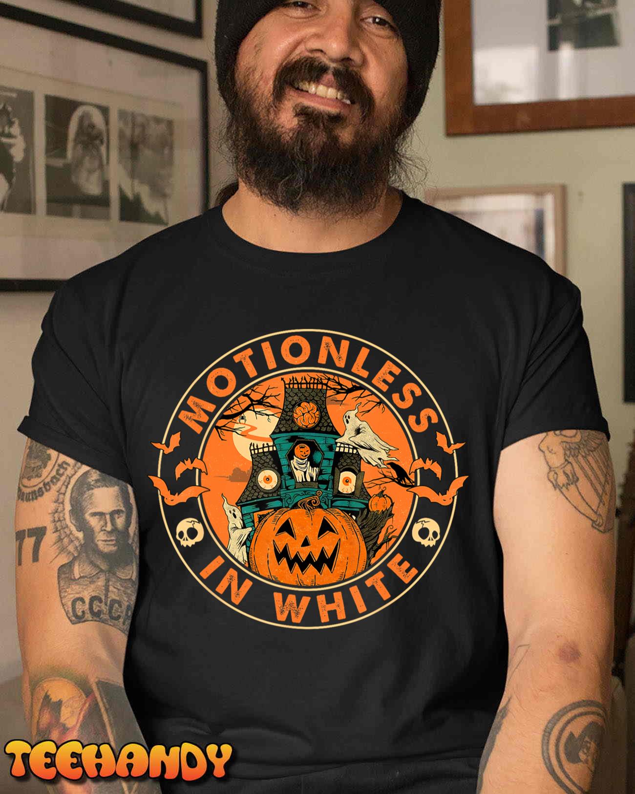 Halloween Pumpkin Scary Funny Motionlesses In White T-Shirt