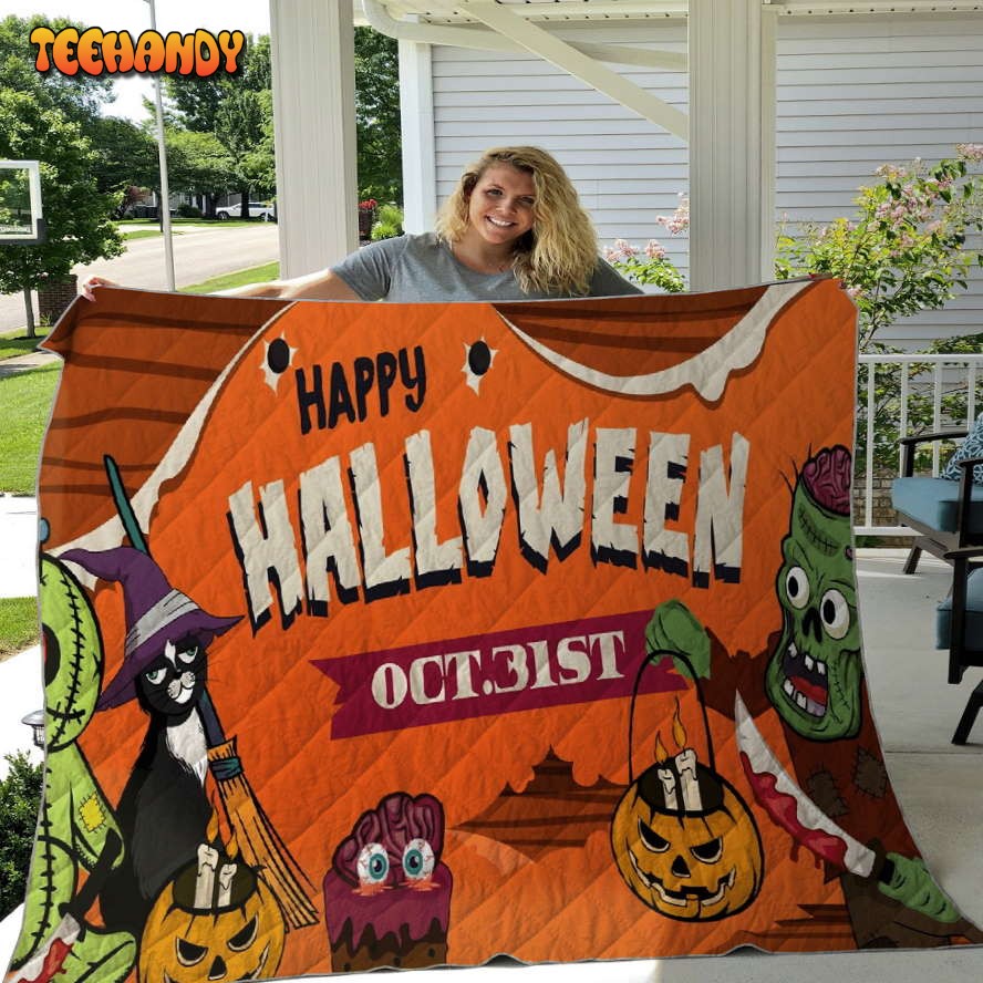 Halloween Pumpkin Sherpa Blanket – Happy Halloween Oct 3st Blanket