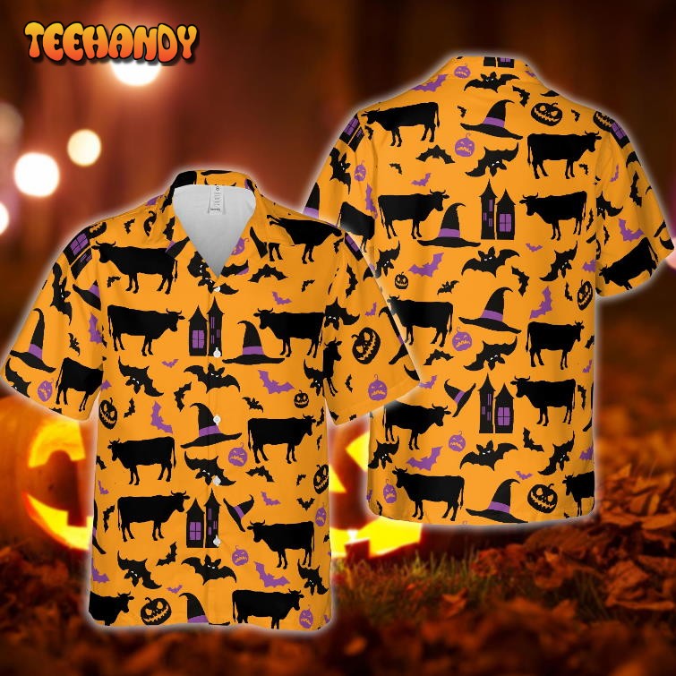 Happy Halloween Cattle Pattern Hawaiian Shirt Men Women