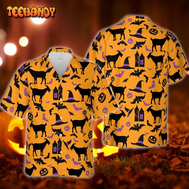 Happy Halloween Goat Pattern Hawaiian Shirt Men Women