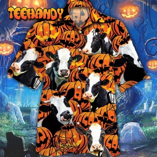 Happy Halloween Holstein Pumpkin Hawaiian Shirt