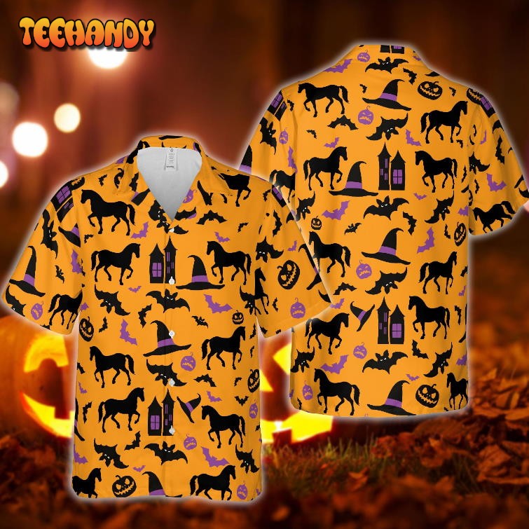 Happy Halloween Horse Pattern Hawaiian Shirt Men Women