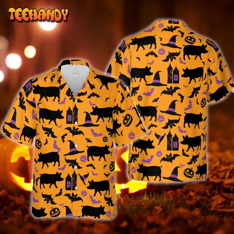 Happy Halloween Pig Pattern Hawaiian Shirt Men Women