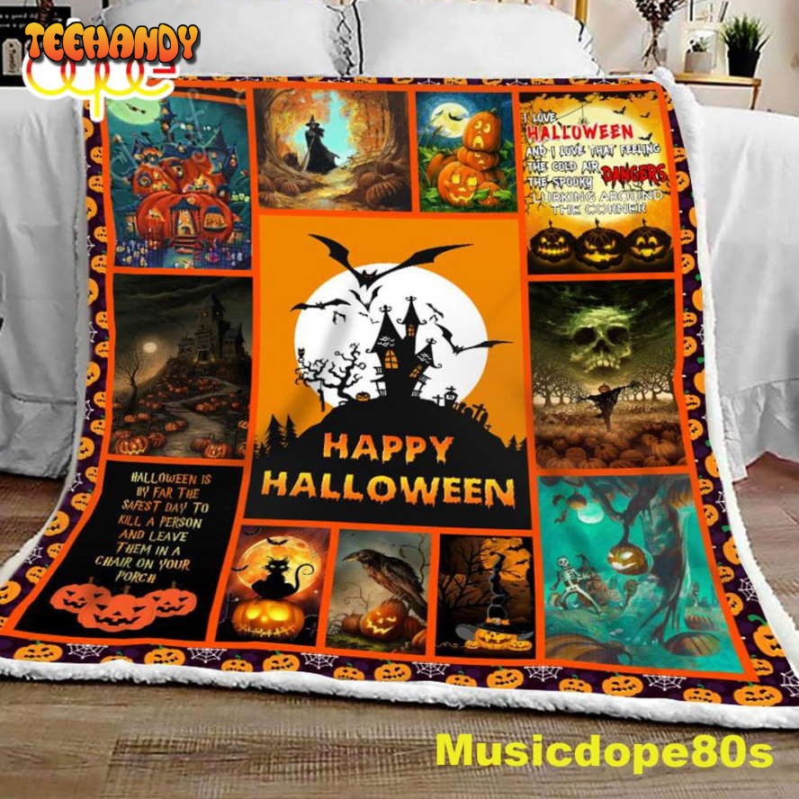 Happy Halloween Pumpkin Halloween Sofa Fleece Throw Blanket