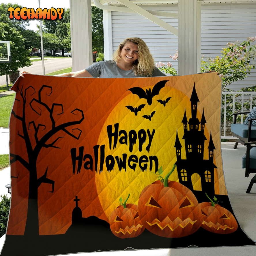 Happy Halloween Sherpa Blanket Halloween Throw Pumpkin Sherpa