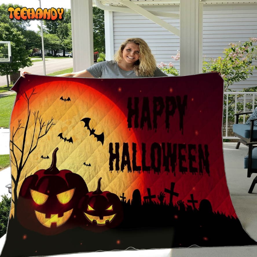 Happy Halloween Sherpa Blanket Pumpkin Throw Blanket Halloween