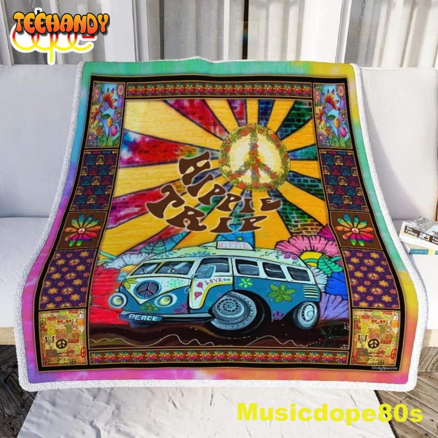 Happy Hippie Road Trip Halloween Sofa Fleece Throw Blanket Halloween