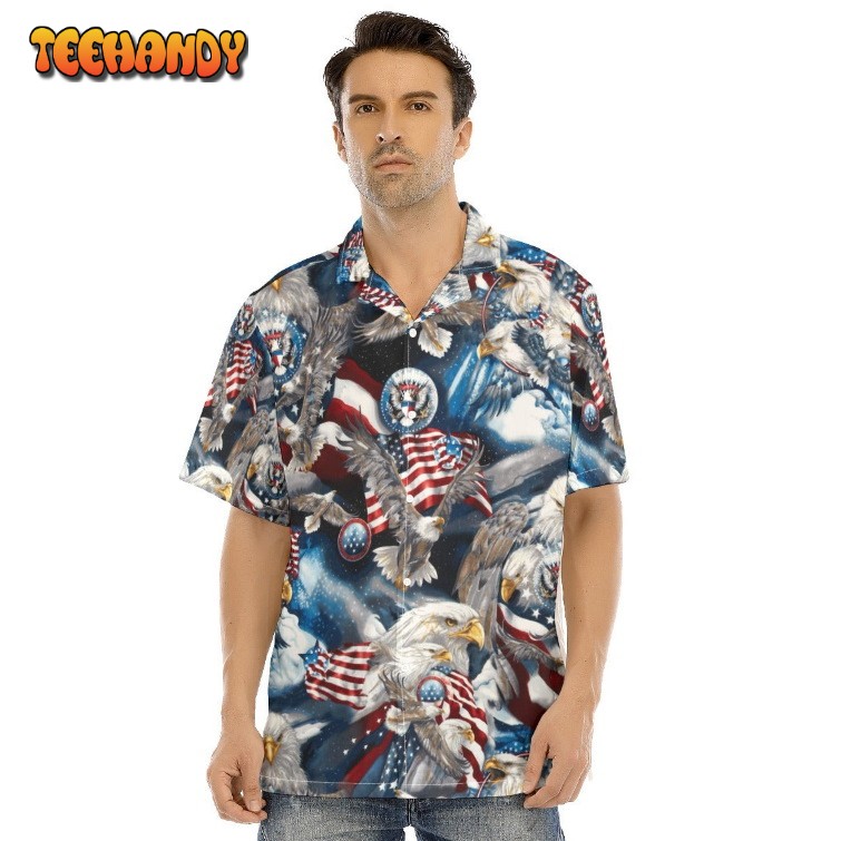 Hawaiian Camp Collar Short Sleeve Button-Down Shirt Eagles Hawaii Shirt