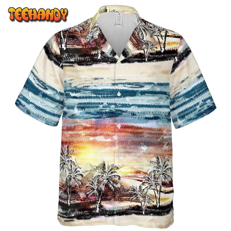 Hawaiian Camp Collar Short Sleeve Button Down Shirt Palms 3D Hawaii Shirts