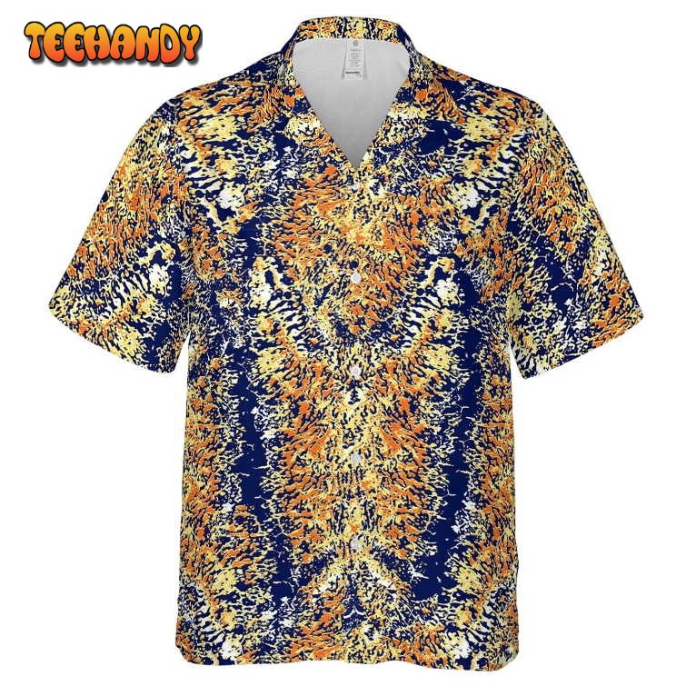 Hawaiian Camp Collar Short Sleeve Button-Down Shirt Reptilian Skin