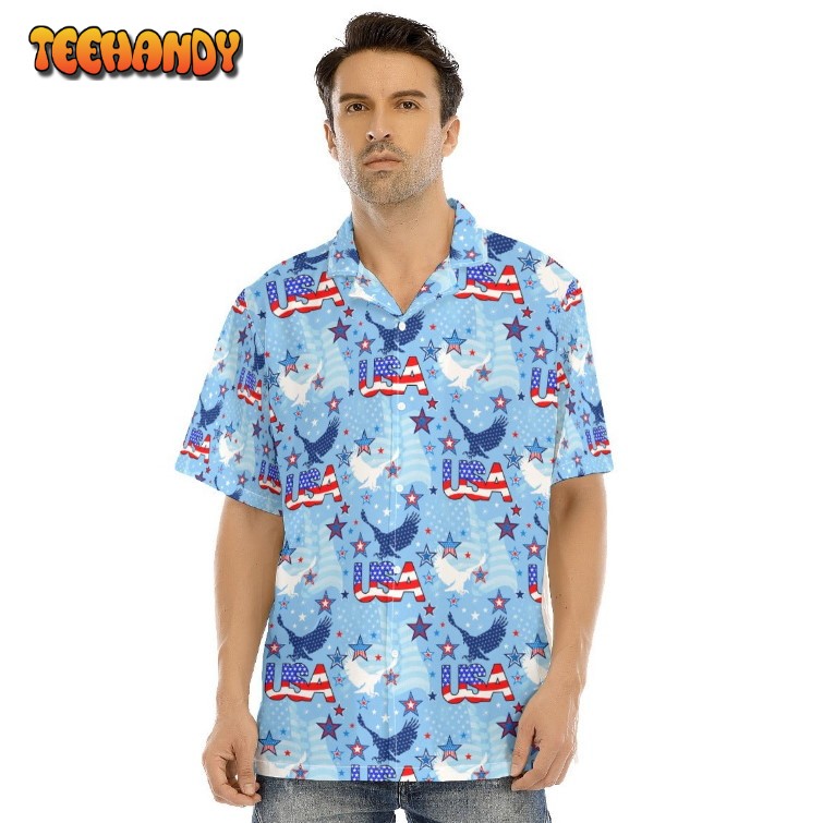 Hawaiian Camp Collar Short Sleeve Button-Down Shirt Usa, Hawaiian Shirt 2