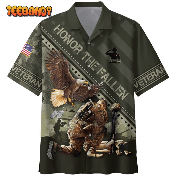 Hawaiian Shirt For Veteran Eagle U.S Veteran Hawaiian Shirt Honor The Fallen Gift