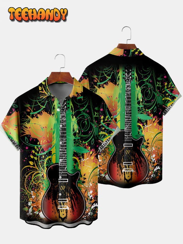 Hawaiian Shirt With A Big Guitar Shirt For Guitar Lover Aloha Shirt Beach Shirt