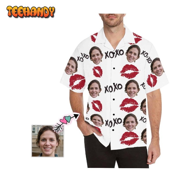 Hawaiian Shirts with Faces on Them XoXo Red Lips Aloha Shirt Birthday Vacation