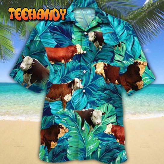 Hereford Cattle Lovers Hawaiian Shirt, Unisex Print Aloha Short Sleeve Casual Shirt