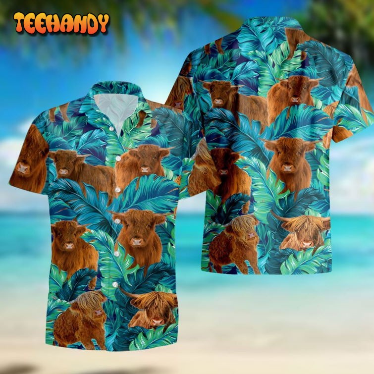 Highland Cattle Hawaii Shirt Cow Lover Aloha Shirt Farm Lovers Hawaiian Shirt