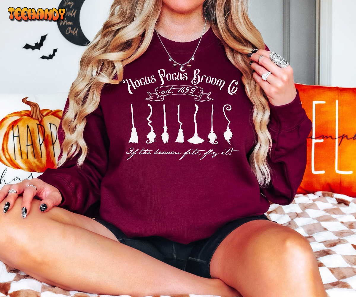 Hocus Pocus Broom Co Sweatshirt, Halloween Crewneck Sweatshirts