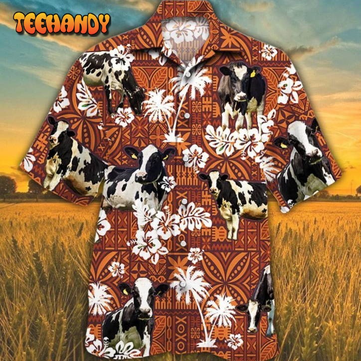 Holstein Friesian Cattle Lovers Red Tribal Hawaiian Shirt, Unisex Print Aloha