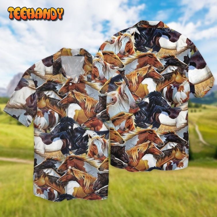 Horse Hawaiian Shirts, 3D Full Printed Hawaii Aloha Beach Shirts With Horse