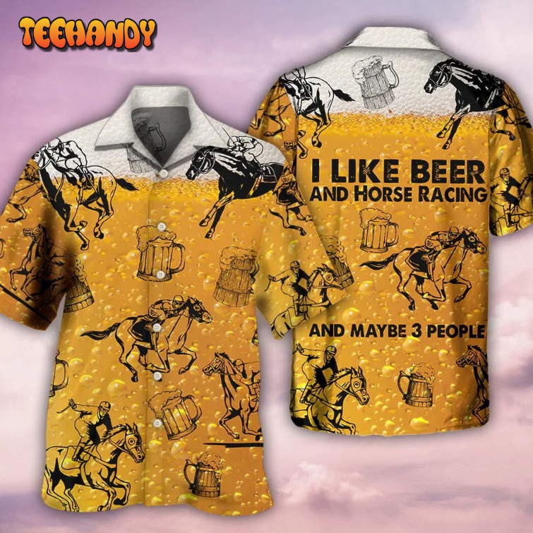 Horse Racing And Beer Hawaiian Shirt Gift For Horse Lover Beer Party